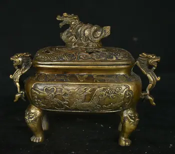 Senas Surinkti Kinijoje Bronzos Budizmo Šventykla Drakono Statula Smilkalų Degiklis Censer