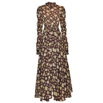 SEQINYY Šifono Suknelė 2020 M. Pavasarį, Rudenį Naujų Mados Dizaino Moterų Spausdinti Derliaus Mygtuką-line Elegantiškas Šalis Aukštos Kokybės Nėriniai