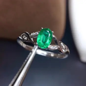 SHILOVEM 925 sterlingas sidabro realus Fizinis Smaragdas žiedai klasikinis bauda Papuošalai moterims vestuvių dovana naujos jėgainės 4*6 mm mj0406199agml