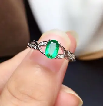 SHILOVEM 925 sterlingas sidabro realus Fizinis Smaragdas žiedai klasikinis bauda Papuošalai moterims vestuvių dovana naujos jėgainės 4*6 mm mj0406199agml