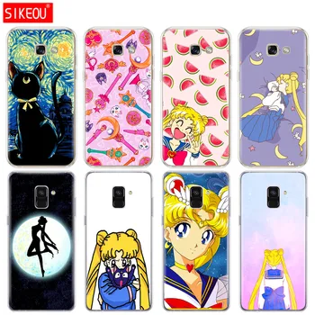 Silikoninis telefono dėklas dangtelis skirtas Samsung Galaxy A8 2018 A3 orlaivį a310 A5 A510 A7 2016 2017 Sailor Moon Sailor Mercury mielas