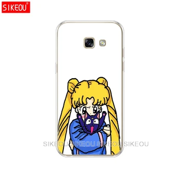 Silikoninis telefono dėklas dangtelis skirtas Samsung Galaxy A8 2018 A3 orlaivį a310 A5 A510 A7 2016 2017 Sailor Moon Sailor Mercury mielas
