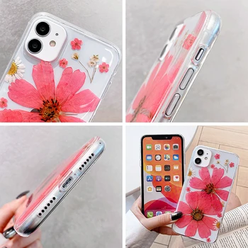 Skaidri Apsauginė Atveju iPhone XR XS MAX X 7 8 Plus Atveju, Minkštas Nekilnojamojo Sausų Gėlių Shell 