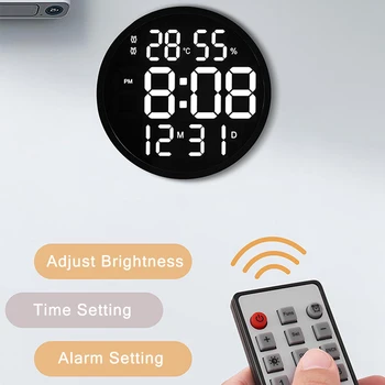 Skaitmeninis Sieninis Laikrodis LED Veidrodis Daugiafunkcinis Šviesos Žadintuvas Su Temperatūros Ekranas Žiedo Formos Namų Puošybai Laikrodis Dovana