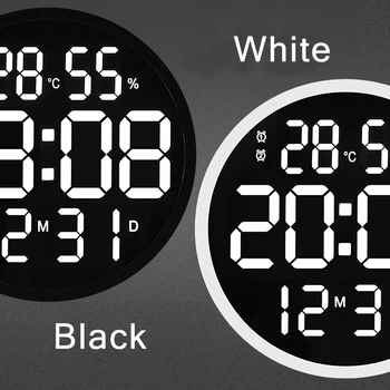 Skaitmeninis Sieninis Laikrodis LED Veidrodis Daugiafunkcinis Šviesos Žadintuvas Su Temperatūros Ekranas Žiedo Formos Namų Puošybai Laikrodis Dovana