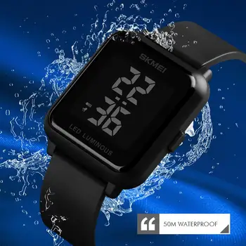 SKMEI 1566 Skaitmeninių Elektroninių Laikrodžių Vyrams, Moterims, LED Šviesos Paprastas Stilius PU Dirželis 50M atsparumas Vandeniui Žadintuvas Vyrų Laikrodis