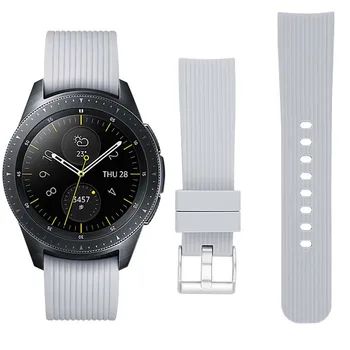 Smart watch Priedai samsung galaxy juosta 42mm/46mm Tiesiai grūdų silikono dirželis žiūrėti Greitas pakeitimas rausva juoda