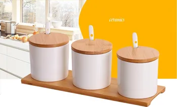 Spalvotų 3pcs/set Keramikos prieskonių dėžutė druska skardinės Prieskonių butelis Prieskonių skardinės namuose su Specialios Pardavimo Virtuvės Reikmenys