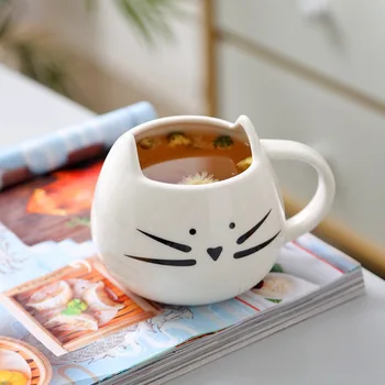 Sprogimas juoda ir balta katė puodelis mielas keramikos animacinių filmų klasika puodelio vandens