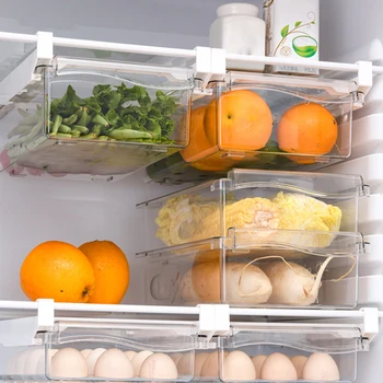 Stalčius skaidrus laikymo dėžutė šaldytuvas, maisto produktų, vaisių ir daržovių konservavimo virtuvės erdvės taupymo saugojimo dėžutė
