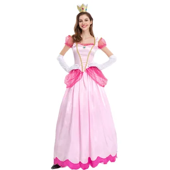 Suaugusiųjų Princess Peach kostiumas Moterims Cosplay Šalies halloween Kostiumai, moterims, Rožinė išgalvotas suknelė