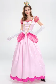 Suaugusiųjų Princess Peach kostiumas Moterims Cosplay Šalies halloween Kostiumai, moterims, Rožinė išgalvotas suknelė