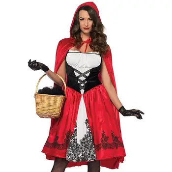 Suaugusiųjų Raudona Jojimo Hood Fancy Dress Kostiumai Ponios Helovinas Fairy Tail Kostiumas Promenadzie karalienė