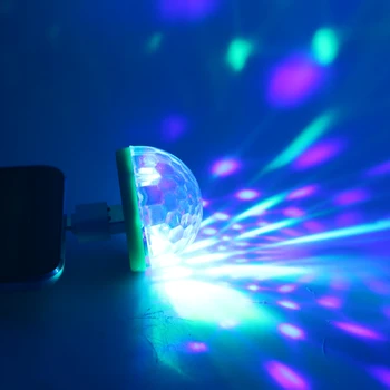 SZYOUMY Mini USB RGB Scenos Šviesos Kristalų Magija Kamuolys Diskoteka Spalvinga Etape Led Šalies dega Namo Šalis Karaoke