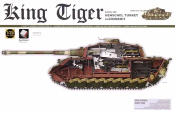 TAKOM 2045 1/35 Mastelis antrojo pasaulinio KARO King Tiger HENSCHEL BOKŠTELIS Sd.Kfz.182 w/ZIMMERIT ( Visas Interjeras ) Plastikinių modelių Kūrimo Rinkinį