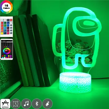Tarp Mūsų 3D Naktį Šviesos 7/16 Spalvų Kaita LED Šviesos Žaidimas Iliuzija, Dekoro, Žaislų, Naujumo, Šviesos Kalėdų Dovanų Stalo Lempa