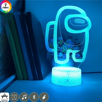 Tarp Mūsų 3D Naktį Šviesos 7/16 Spalvų Kaita LED Šviesos Žaidimas Iliuzija, Dekoro, Žaislų, Naujumo, Šviesos Kalėdų Dovanų Stalo Lempa