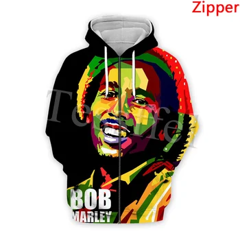 Tessffel Bob Marley Naujas Mados Reggae Atlikėjas 3D Spausdinimo Vyrų Palaidinukė Harajuku Gobtuvu Zip Hoodie Unisex Stiliaus Megztinis-3