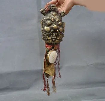 Tibeto Budizmas Bronzos šilko Mahakala Budos galvos Kaukolės Egzorcizmo amuletas Pakabukas