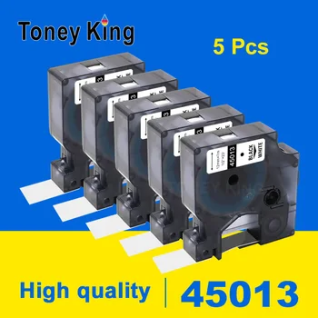 Toney Karalius 5VNT Priemonės kūrėjas dymo D1 Label Printer Tapes 45013 Juodu Ant Balto 7M Lable Juosta Mašinėle Mašina LM160 280