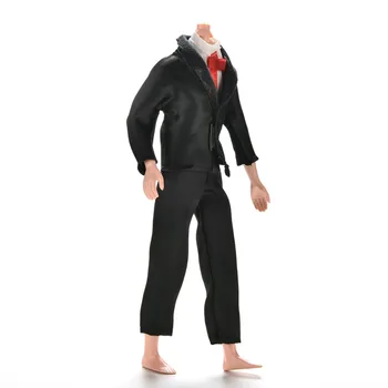 TOYZHIJIA 1 Setfashion rankų darbo lėlės drabužiai juoda nuotakos kostiumu su baltu marškiniai ir kelnės, skirti berniukas firend už Kenas