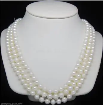 Triple Kryptis Bauda, 7-8mm AAA+ balta perlų karoliai 16