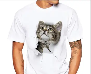 Trumparankoviai noras iš karto parduoda 3-D pavargusi katė mielas vyrų spausdinti marškinėliai iš Europos ir Amerikos porų