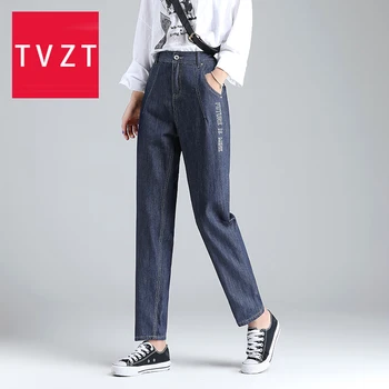 TVZT Mėlyna Aukšto Juosmens Kaubojus Pločio Kojų Jean Kelnės Moteris 2020 Džinsinio Streetwear Stilingas Visas Rungtynes, Tiesiai Vintage Džinsai Kelnės