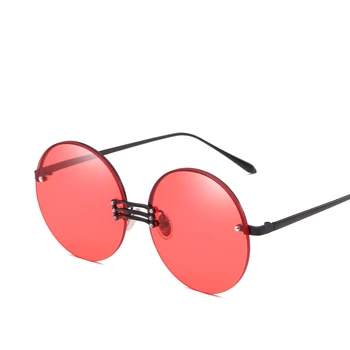 Unikali mados apvalūs akiniai nuo saulės moterims, vyrams 2018 prabangos prekės ženklo dizaineris raudonos, geltonos, rausvos taškus frameless akinius oculos retro