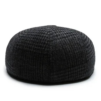 Unisex storas šiltas pūkuotas beretės žiemos vyrų earmuffs kepurės vyrams naujas paprastas atsitiktinis butas kepurės beretė juodas dangtelis markių Tėtis kepurę