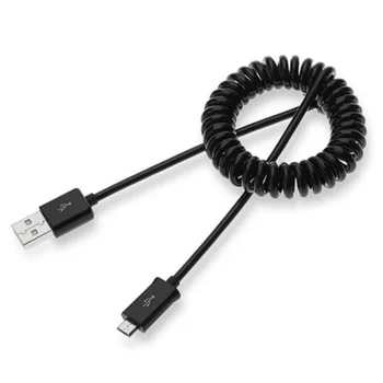 Universalus USB 2.0 duomenų įkrovimo kabelis, laidas Juodas/baltas ABS Pavasario plėtra twist linija V8 prietaiso mobilieji telefonai