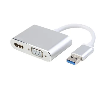 USB 3.0 HDMI VGA 1080P HD Adapterį Conveninently Paprastas Montavimas 2 in 1 Hub Konverteris, skirtas Mac OS Projektorius