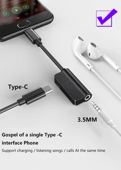 USB C Adapteris C Tipo 3,5 mm Jack Ausinių Laido Xiaomi Mi 6 Huawei Mate 20 Pro Oneplus 6T Tipas-C spartusis įkrovimas OTG Pratęsimo