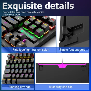 USB Laidinė Žaidimų Klaviatūra, Kompiuterių Žaidimas, Mechaninė RGB Apšvietimu ir Klaviatūros 87 Keycaps Klaviatūra, Žaidimų PC Gamer Nešiojamas Klaviatūras