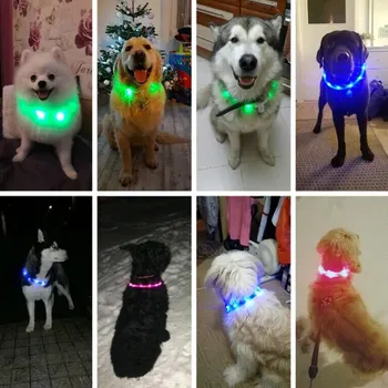 USB Spindinčią Naktį Įkrovimo Naminių Šunų Antkaklis Įkraunamas LED Šuns, Augintinio Apykaklės Mirksi Reguliuojamas Saugos Šviesos Kaklo Grandinės FAS6
