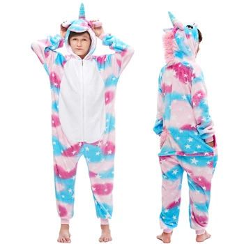Vaikai Kigurumi Gyvūnų Pižama Rinkiniai Žiemos Berniukų, Mergaičių Animacinių Filmų Sleepwear Vienaragis Pižama Unicornio Rainbow Star Vienaragis Pižama
