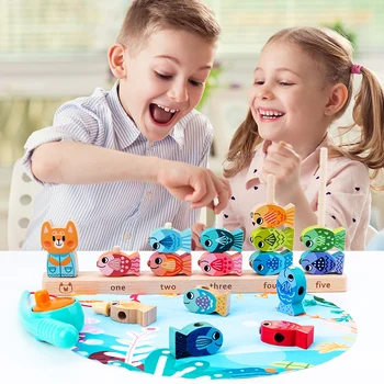 Vaikai Montessori Mediniai Žaislai Magnetinio Žvejybos Žaidimas Dėlionė Matematikos Žaislai Ikimokyklinio Amžiaus Kūdikių Ankstyvojo Mokymosi Švietimo Žaislai Mergaitėms Dovanų