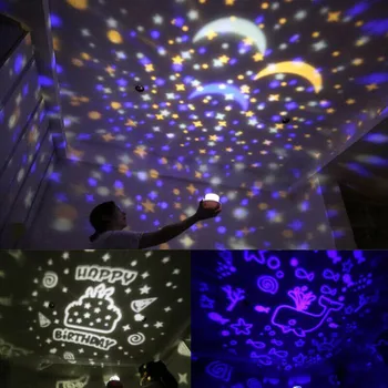 Vaikai Naktį Šviesos Projektorius Lempos Sukasi 360 Žvaigždžių Planetos Lempos, Miegamojo Dovana su 5 Rinkiniai Kino WWO66