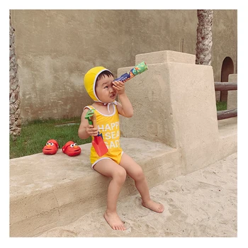 Vaikų Vaikams Mielas maudymosi kostiumėlį Vienas Gabalas Bikini Vyrų, Moterų, Kūdikių 2-5 Metų Paplūdimio Pajūrio maudymosi Kostiumėliai Atostogų Raudona Geltona Besimaudančių
