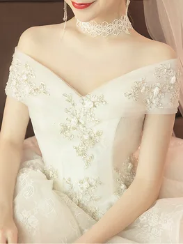 Valdovų rūmų Grindų Ilgis Vestuvių Suknelė 2020 Naujas Hepburn Stiliaus Vieno peties prancūzijos Nuotaka Susituokė Buvo Plonas ir Didelio Dydžio Retro