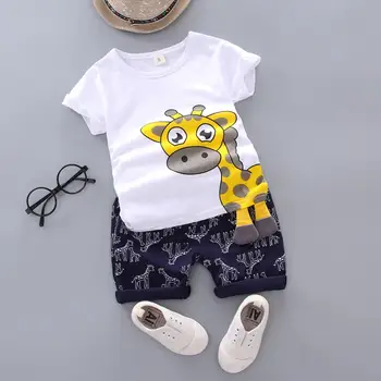 Valentino Dieną Drabužių Unisex Boy & Girl Žirafa Trumpas Rankovėmis marškinėliai + Šortai 2VNT Kūdikių Drabužiai Vaikams Bebes Kostiumus bėgiojimui