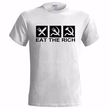 Valgyti Turtingas Logo T Shirt Mens Rusijos Komunistų Komunizmo Spausdinti marškinėliai vyriški Hip-Hop Tees Viršūnes Harajuku Streetwear