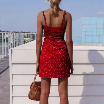 Vasaros 2019 Moterims Gėlių Raukiniai Mini Suknelė Paplūdimio Atostogų Camis Strappy Sundresses už Ponios Merginos Trumpas Berankovis Suknelė