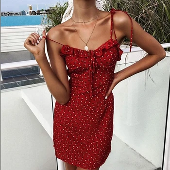 Vasaros 2019 Moterims Gėlių Raukiniai Mini Suknelė Paplūdimio Atostogų Camis Strappy Sundresses už Ponios Merginos Trumpas Berankovis Suknelė