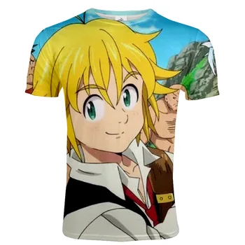 Vasaros anime T-shirt Harajuku Gatvės Šokių T-shirt septynios Mirtinos NUODĖMĖS 3D atspausdintas vyriški ir moteriški Sportiniai marškinėliai Topai