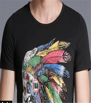 Vasaros brand slim trumpas rankovėmis Marškinėlius kaukolė t-shirt spausdinimas viršuje tees vyras