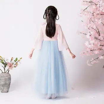 Vasaros Kinų Stiliaus Hanfu Suknelės Vaikų Gėlių Nematomas Užtrauktukas Dizaino Pasakos Kostiumų, Drabužių Mergaičių Tradicinę Suknelę ZL03