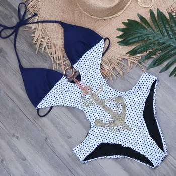 Vasaros Seksualus Monokini vientisi maudymosi kostiumėlį Moteris Backless Push Up maudymosi Kostiumėliai, Aukštos Supjaustyti Bikinis 2019 Plaukimo Kostiumas Paplūdimio Bodysuit XL