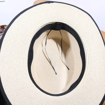 Vasaros Skrybėlės Moterims Saulės, Skrybėlę, Moteris Panamos Paplūdimys Skydelis Juodas Lankas Šiaudų Butas Kibiro Kepurę Femme Aukštos Kokybės Geras Pack