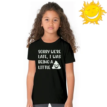 Vasarą Vaikai Juokinga Šviesos Drabužių Atsiprašome, Mes vėluojame Spausdinti Mados Noctilucent T-shirt Vaikų Unisex Švyti Tamsoje Tees Marškinėliai